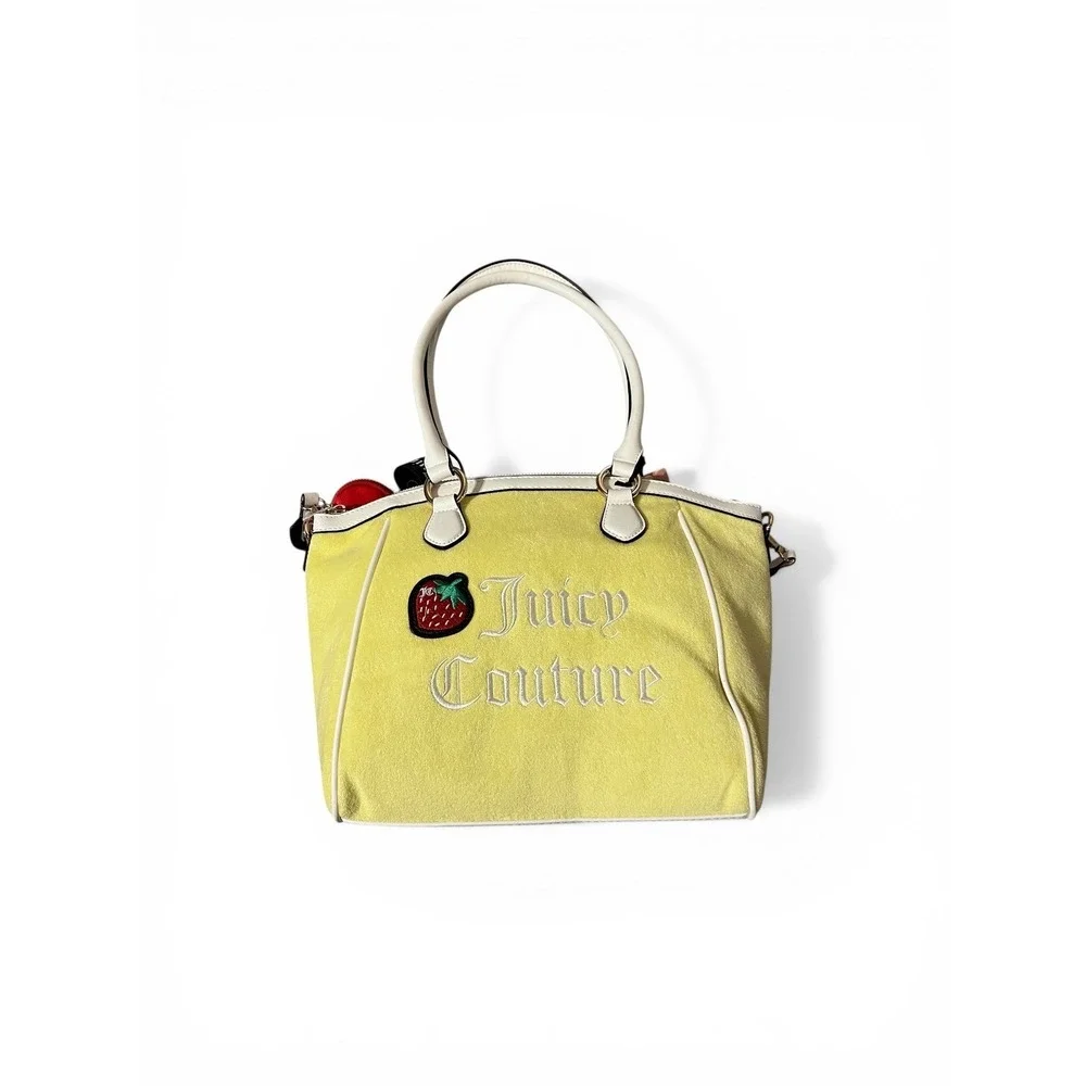 Juicy Couture Velour Tote Bag‎ Womens Yellow New Strawberry Y2K Aesthetic